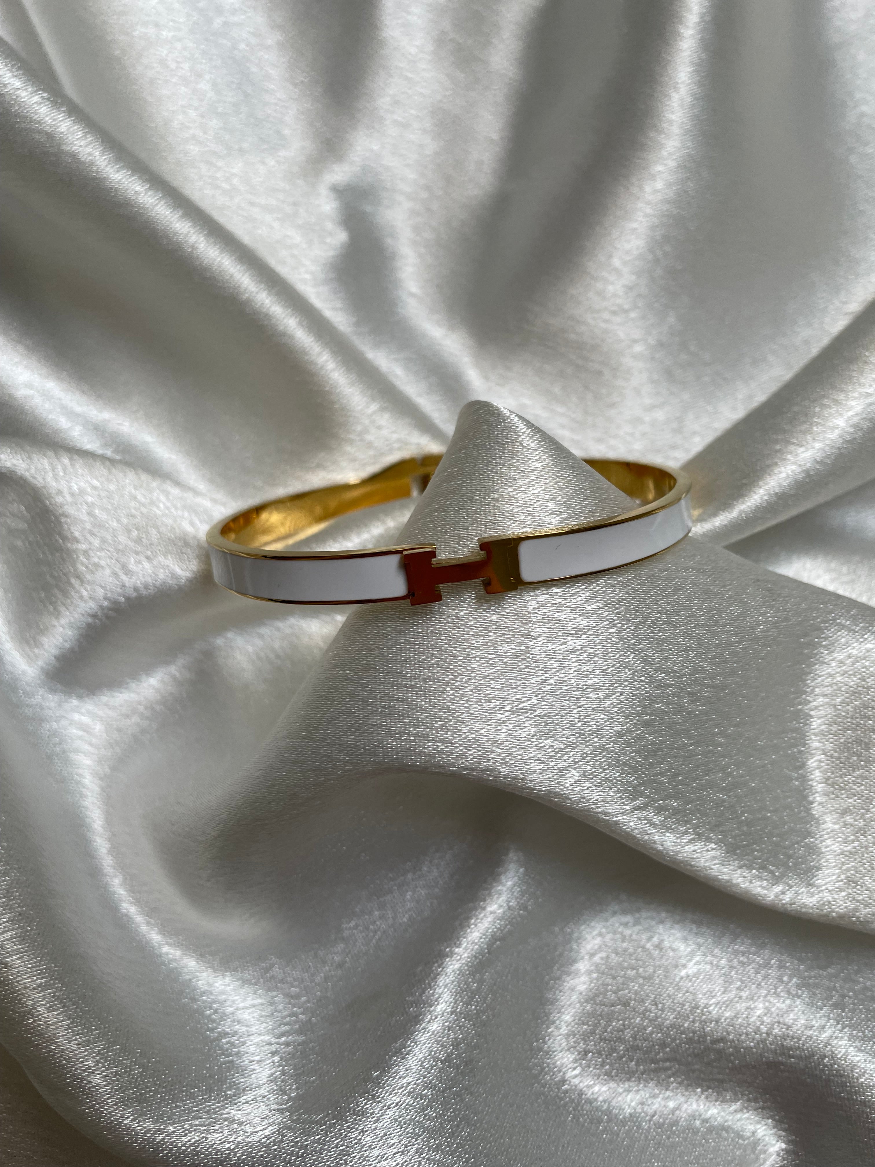 White Enamel Signature Bracelet